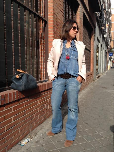 WITH FLARE JEANS.-