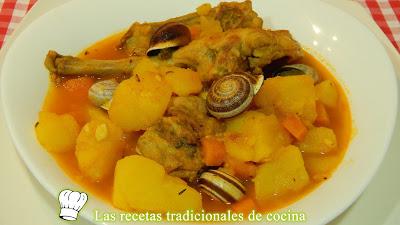 Guisado de conejo y caracoles