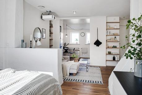 mini pisos pequeños deco espacios abiertos decoración mini aticos decoración gris blanco decoración de estilo nórdico blog de decoración nórdica ático estilo nórdico atico calido acogedor 