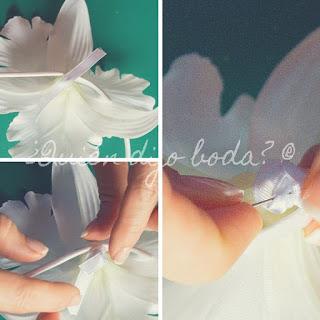 Paso 4 para confeccionar la diadema DiY con flor de tela