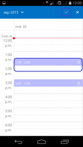 compartir horarios en outlook desde android
