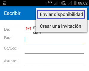 Compartir la disponibilidad en Outlook para Android
