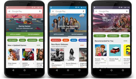 La rediseñada Google Play empieza a llegar a celulares