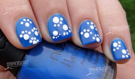 Blue and White Nails