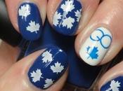 Blue White Nails