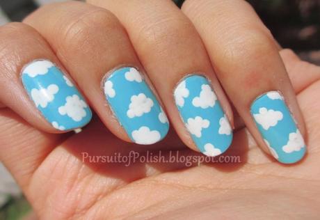 Blue and White Nails