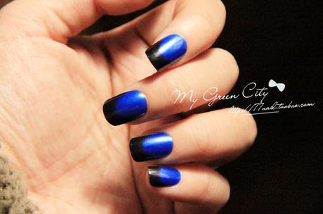 Blue and White Nails