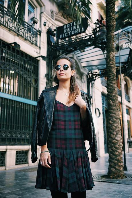 Polo_Ralph_Lauren-Valencia-Checked_Dress-Biker_Jacket-High_Boots-BRand_Ambassador-