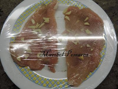 Pollo con patatas a la carbonara.