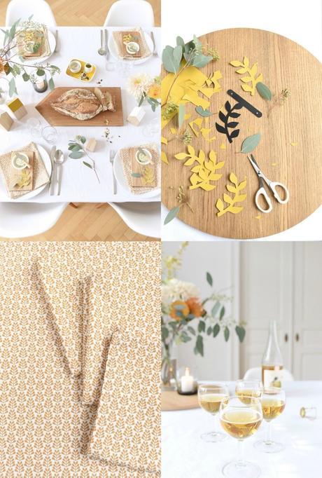 Mesa de otoño decorada en tonos mostaza