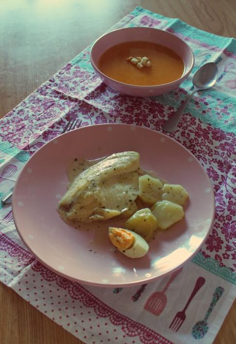 CREMA DE BONIATO & LENGUADO CON PATATAS EN SALSA VERDE