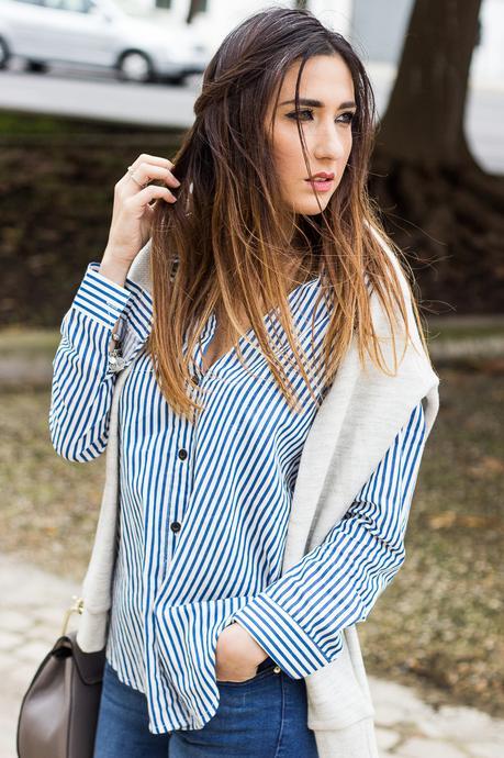 blue stripes shirt