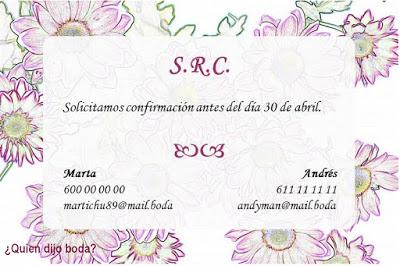 Tarjeta de S.R.C. y fecha tope de respuesta 2