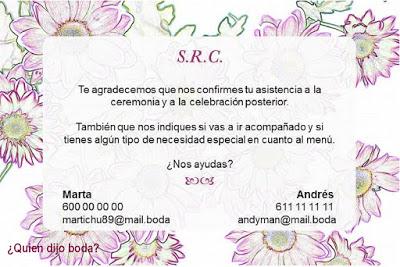 Invitación con muestra de S.R.C. 