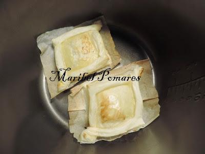 Tartaletas de hojaldre a la carbonara.