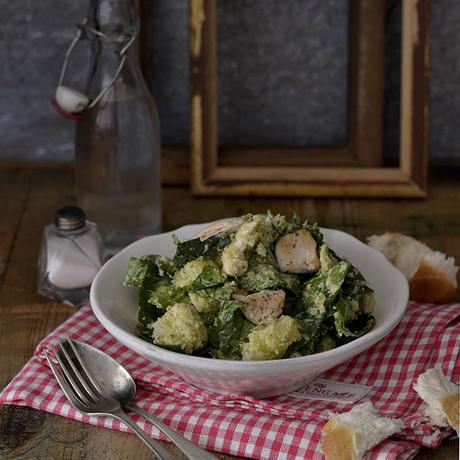 ENSALADA TEMPLADA DE ESPINACAS, PATATA Y POLLO AL PESTO