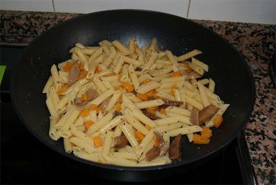 macarrones con calabaza y setas paso 5