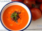 Sopa tomate, queso jamón ibérico