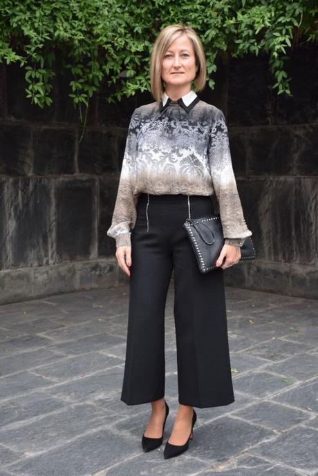 Culottes pants and retro blouse