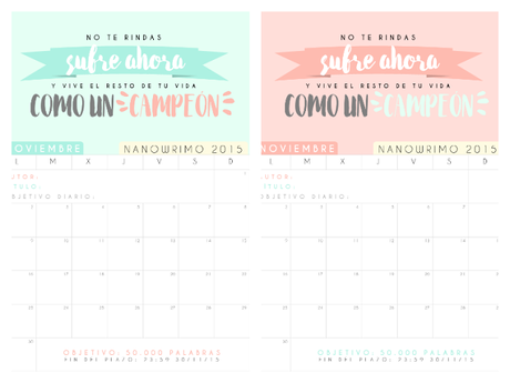 calendario, gratis, descargable, png, pdf, curso 2015, 2015-2016, calendario Noviembre, calendario nanowrimo, organización, tiempo, mes