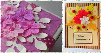 Flores de papel crepe para decorar cajas de regalo o tarjetas