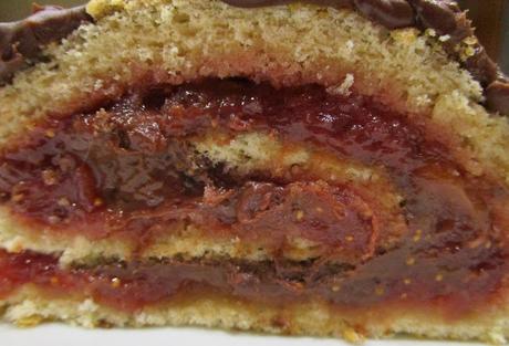 Brazo de gitano de compota de higos y ganache de chocolate - Sin gluten y sin lactosa