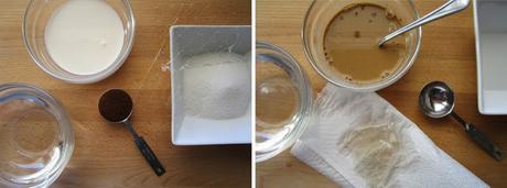 Brazo de gitano de chantilly de café y compota de ciruelas negras