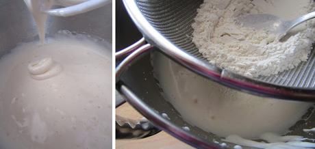 Brazo de gitano de chantilly de café y compota de ciruelas negras