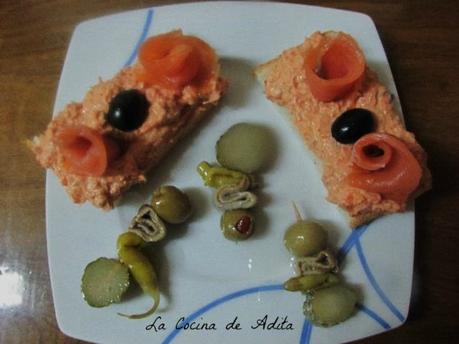 Tapa de atún, y salmón ahumado