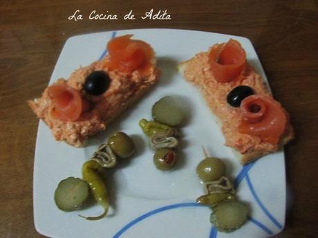 Tapa de atún, y salmón ahumado