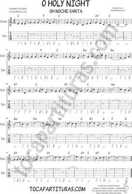 Tubepartitura Oh Noche Santa Tablatura del punteo de guitarra 