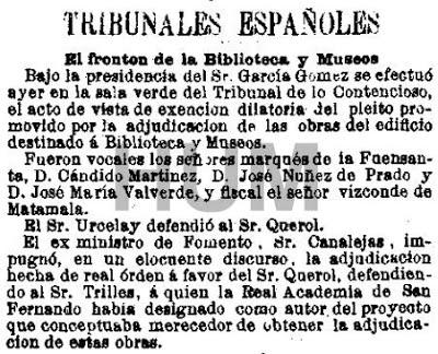 El frontón de la Biblioteca Nacional. Madrid, 1892-1903