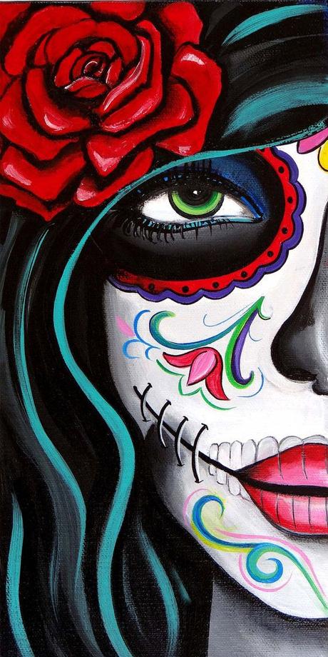 Green Eyes Day of the Dead Art by Melody Smith by UrbanArtByMelody, $20.00: 