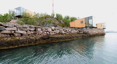 Cabañas sobre el mar, diseño en una isla Noruega.