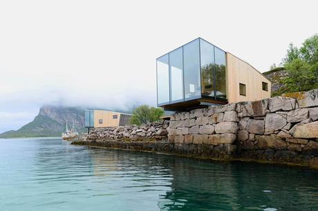 Cabañas sobre el mar, diseño en una isla Noruega.