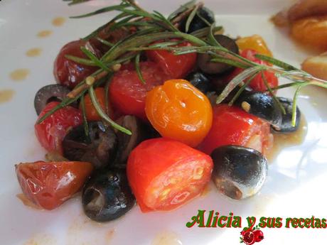 SALTEADO DE CHERRYS CON PIMIENTOS MINI CONFITADOS