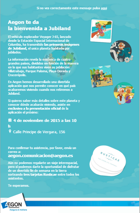 Newsletter AEGON Jubiland evento 4 Noviembre Madrid