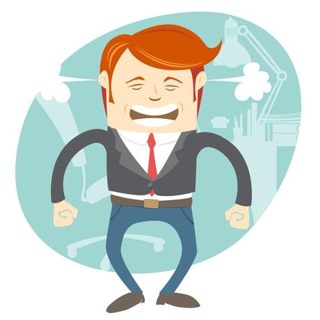 Vector Illustration of  Angry office man in front of his working place