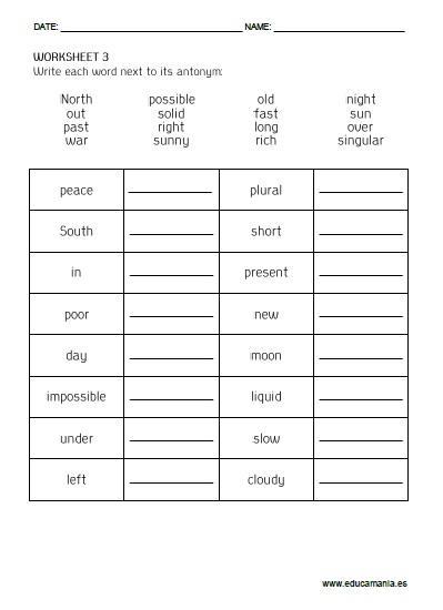 WRITE ANTONYMS WS3