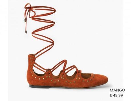 Zapatos de la temporada, los modelos con cuerdas que màs les gusta a las fashion-adictas… MANGO BALERINAS CON CORDONES