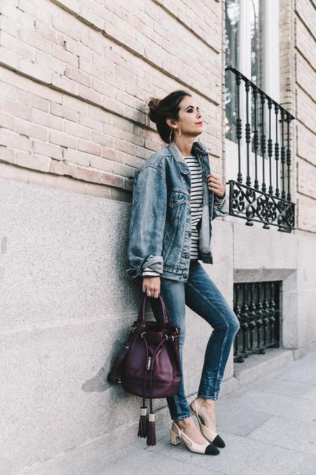 Double_Denim-Levis_Vintage-Skinny_Jeans-Striped_Top-See_By_Chloe_Bag-Chanel_Shoes-Outfit-Collage_Vintage-Street_Style-6