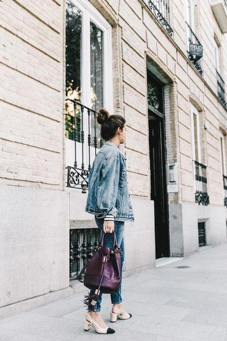 Double_Denim-Levis_Vintage-Skinny_Jeans-Striped_Top-See_By_Chloe_Bag-Chanel_Shoes-Outfit-Collage_Vintage-Street_Style-1