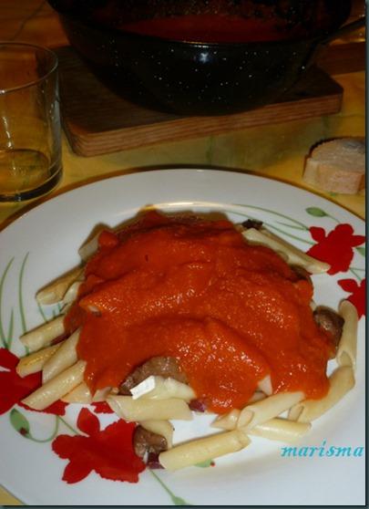 macarrones con senderuelas y queso brie,racion1 copia