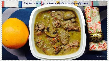 Carne guisada con champiñones Tupper Menú Carne guisada con chapiñones