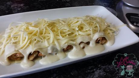 CANELONES DE POLLO CON MANZANA