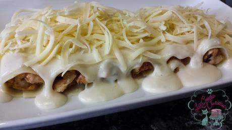 CANELONES DE POLLO CON MANZANA