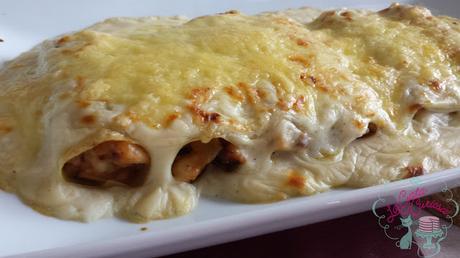 CANELONES DE POLLO CON MANZANA