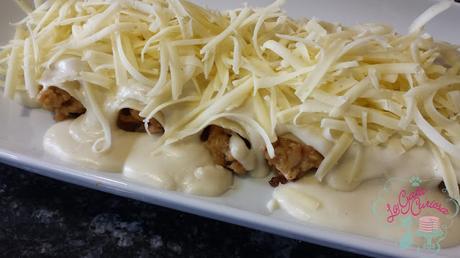 CANELONES DE POLLO CON MANZANA