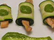 Rollitos calabacín salmón guacamole