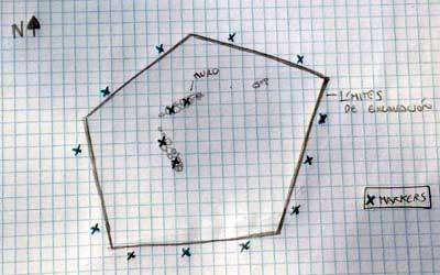 Croquis con marcas para fotogrametria